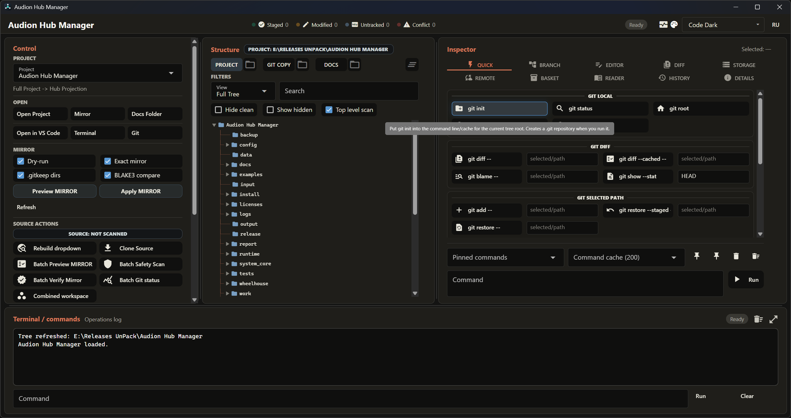 Screenshot of Audion Hub Manager