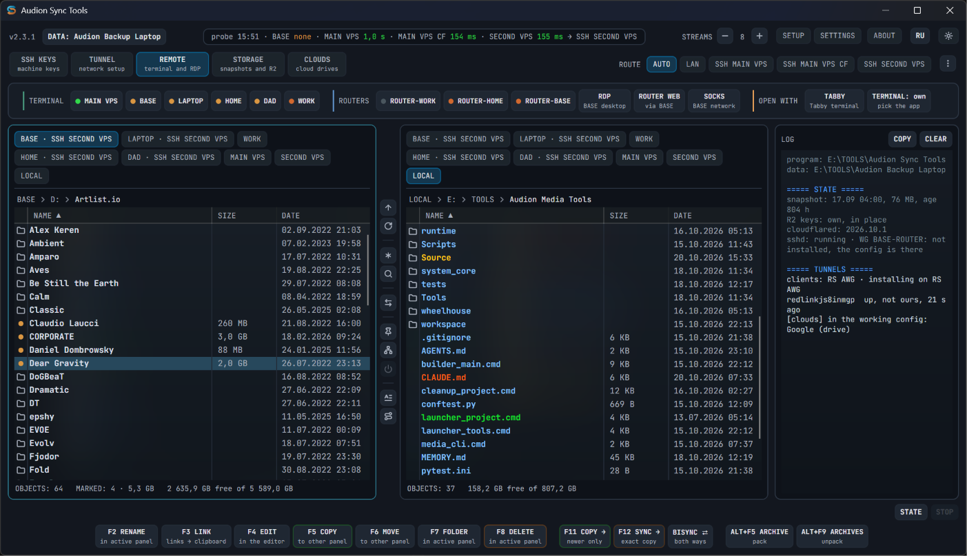 Screenshot of Audion Sync Tools
